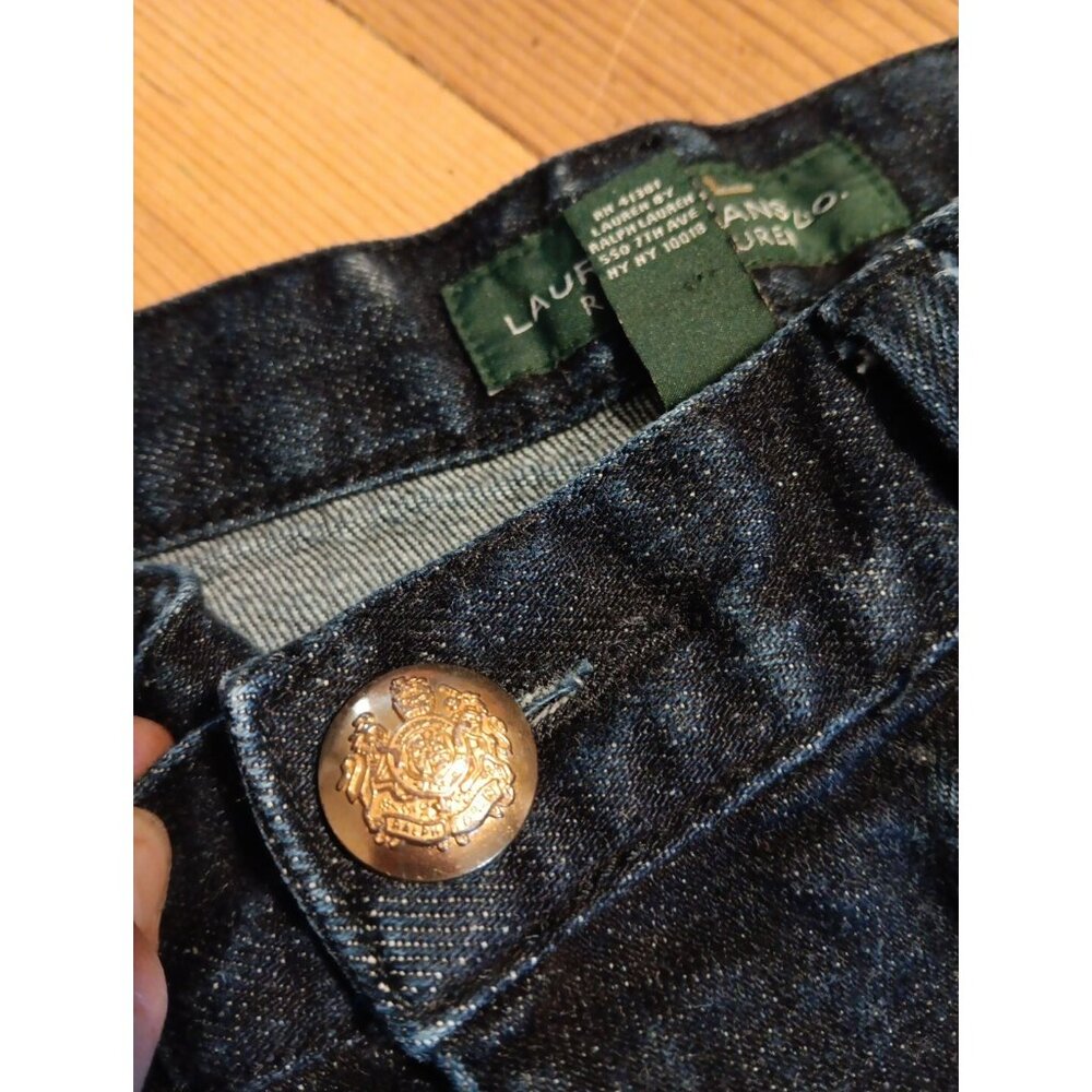 Lauren Jean Co Ralph LRL Women 8 Classic Straight Blue Denim Trousers Zip Pocket - Picture 5 of 5